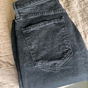 MOTHER Black Straight Leg Jeans